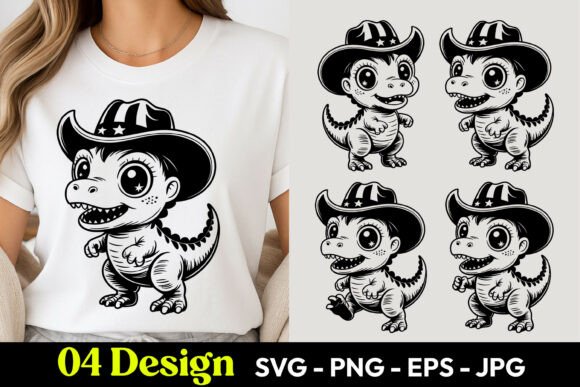 Cowboy Dinosaur SVG PNG: A Playful Embroidery Design for Real Projects
