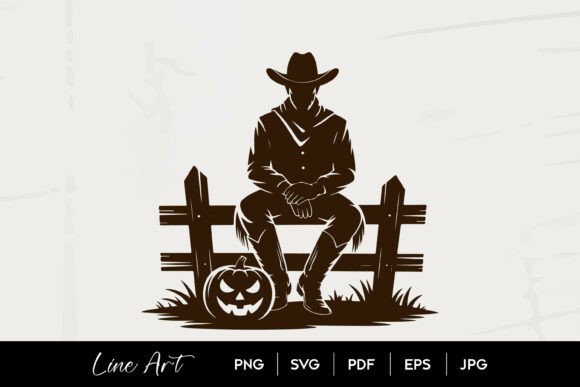 Cowboy Sitting with Pumpkin Halloween Design Review