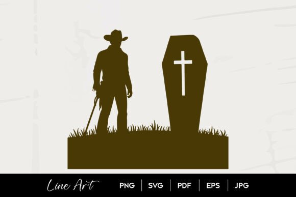 Cowboy Standing by Coffin SVG Review: Spooky Western Vibes for Embroidery Projects