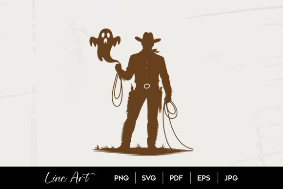 Cowboy with Ghost Halloween SVG Art Review: Spooky Western Vibes for Embroidery Projects