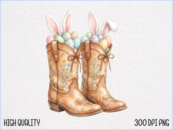Easter Bunny Cowboy Boots SVG PNG: A Playful Design for Creative Embroidery Projects