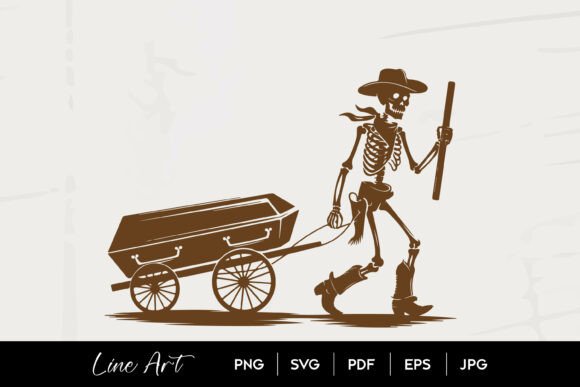 Skeleton Cowboy Coffin Wagon SVG Review