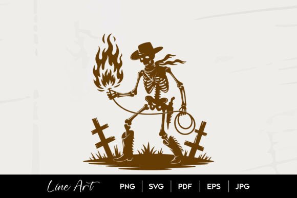Skeleton Cowboy Flaming Lasso SVG: A Bold Design for Creative Projects