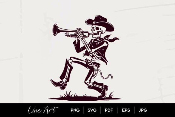 Skeleton Cowboy Trumpet SVG Review for Real Embroidery Projects